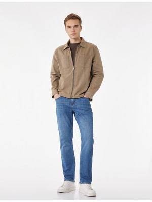 Koton Pamuklu Düz Paça Normal Bel Straight Fit Jean Pantolon - Mark Jean