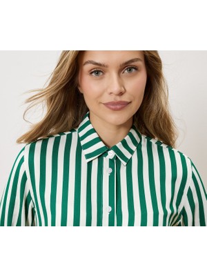 Tchibo Kadın Bluz, Çizgili, Yeşil