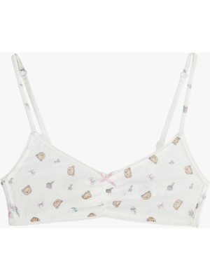 Koton Rahat Kalıp Balensiz Ayıcık Desenli Dolgusuz Tül Bralet Sütyen
