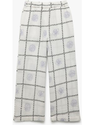 Koton Beli Lastikli Desenli Pamuklu Pantolon