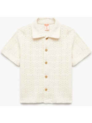 Koton Düğme Detaylı Dokulu Kısa Kollu Gömlek