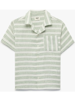 Koton Pamuklu Cepli Kısa Kollu Devrik Yaka Çizgili Gömlek