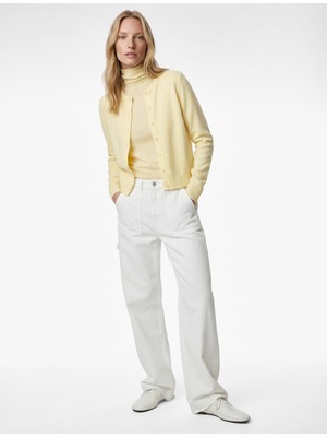 Koton Uzun Kollu Bisiklet Yaka Düğmeli Triko Hırka