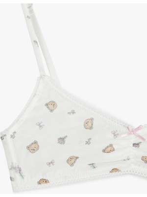 Koton Rahat Kalıp Balensiz Ayıcık Desenli Dolgusuz Tül Bralet Sütyen