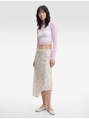 Koton Asimetrik Kesim Çiçekli Uzun Dantel Etek