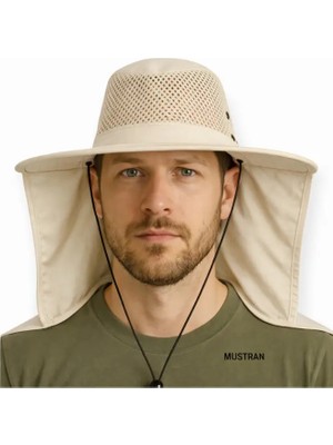 Mustran Yazlık Güneş Şapkası Uv Korumalı Fileli Safari Outdoor Balıkçı Şapkası Ense Korumalı Unisex