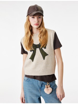 Koton Kolsuz Fiyonk Desenli Bisiklet Yaka Triko Süveter