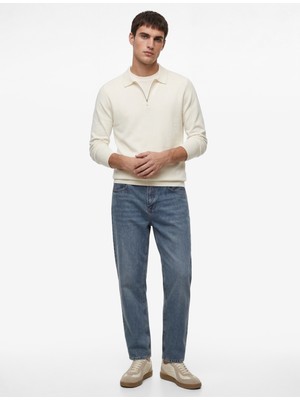 Koton Regular Fit Viskon Yarım Fermuarlı Kısa Kollu Triko Tişört