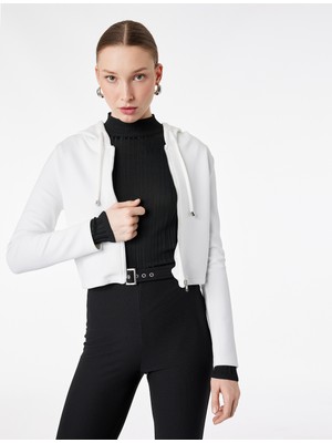 Koton Fermuarlı Uzun Kollu Kapüşonlu Hırka