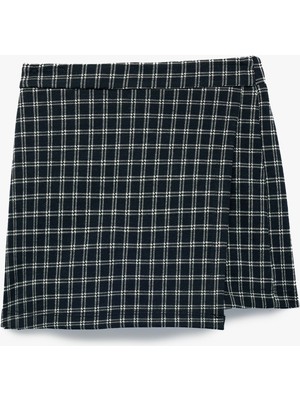 Koton Beli Lastikli Ekoseli Şort Etek