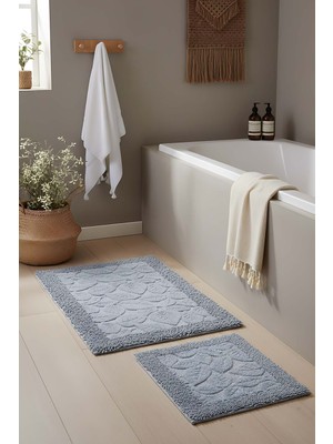 Yaprak Desenli 2’li Banyo & Klozet Paspas Takımı