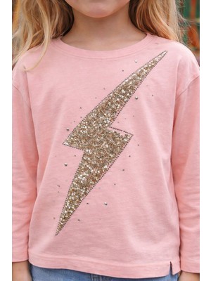 Onymino Kız Çocuk Pullu Işlemeli Uzun Kollu Pamuklu Penye Bluz