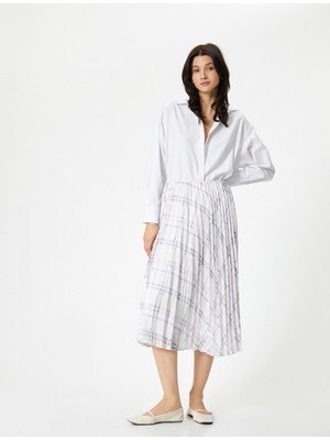 Koton Midi Pileli Etek Kareli Normal Bel