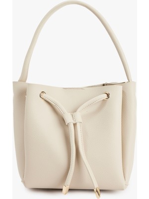 Koton Suni Deri Büzgülü Metal Aksesuarlı Askılı Çapraz Çanta