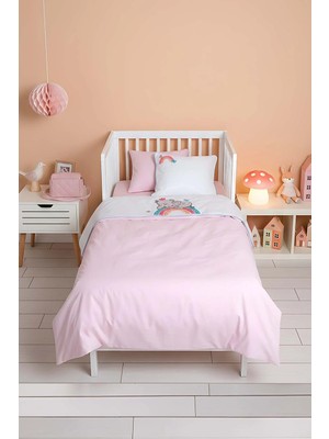 Lucky Pembe Punch Nakışlı %100 Pamuklu Bebek Nevresim Takımı