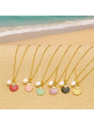 🌊 Midnight Shine – Ocean Shell Pearl Necklace 🐚