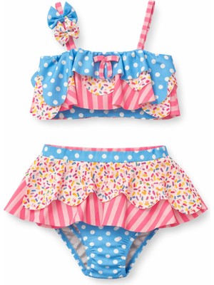 Beniizle Desenli Kız Çocuk Bikini Takımı