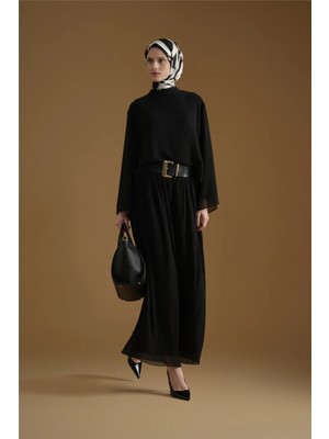 Armine Kırışık Efektli Pantolonlu Takım Siyah