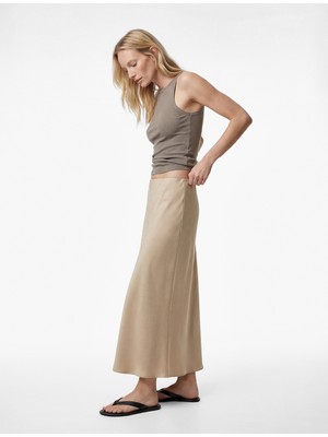 Koton Normal Bel Midi Saten Çan Etek