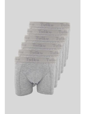 Tutku Erkek Elestan Lıkralı Boxer Gri Renk 6lı Paket Normal Kalıp Konforlu İç Giyim