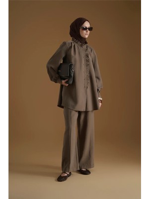 Armine Fırfır Yakalı Tunik Takım Haki