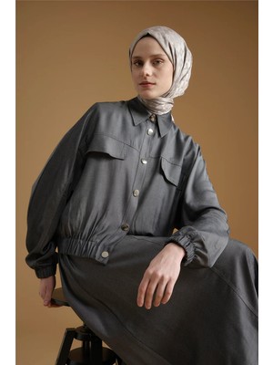 Armine Bomber Ceketli Takım Gri Melanj