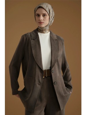 Armine Kupra Blazer Ceket Takım Kahverengi