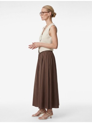 Koton Beli Bağcıklı Kloş Uzun Saten Etek