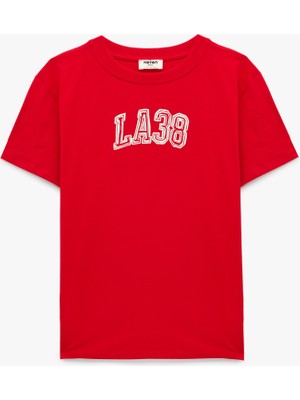 Koton Pamuklu Bisiklet Yaka Kısa Kollu Baskılı Tişört