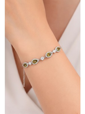 Silveranka 925 Ayar Gümüş Elegance Zultanit Taşlı Damla Detaylı Bileklik
