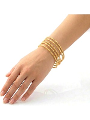 Gekas Kuyumculuk 925 Ayar 5 Adet Gümüş Altın Kaplama 7 Gram Burma Bilezik