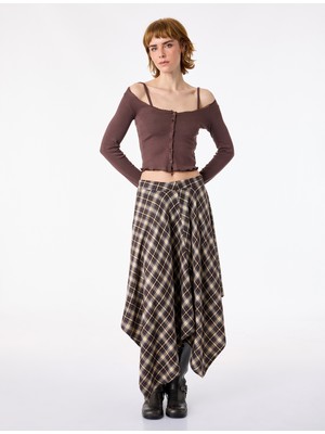 Koton Düğmeli Uzun Kollu U Yaka Katmanlı Modal Karışımlı Slim Fit Hırka