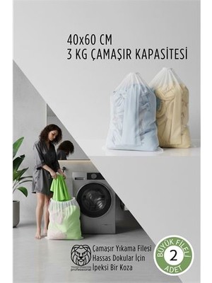SHC4200 Hassas Dokunuş: 2'li Lüks Çamaşır Yıkama Filesi Seti - Giysi Koruma Sanatı 40X60 cm