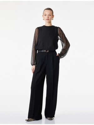 Koton Uzun Kollu Bisiklet Yaka Taş Detaylı Bluz