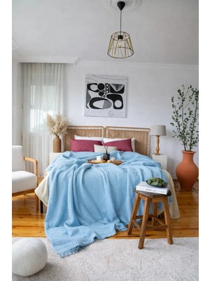 Polo Maison Hermes Waffle Pike Çift Kişilik Mavi 220X240 cm