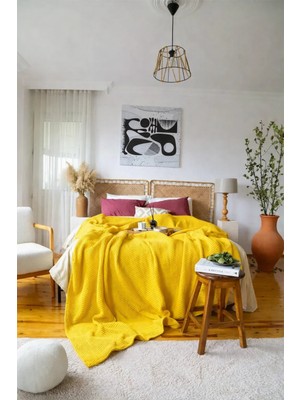 Polo Maison Hermes Waffle Pike Çift Kişilik Sarı 220X240 cm