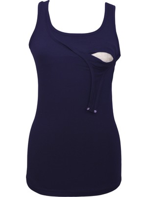 Luvmabelly Maternity 1501_1530 Pamuklu Lohusa Emzirme Atleti Pratik Kullanım için Lacivert