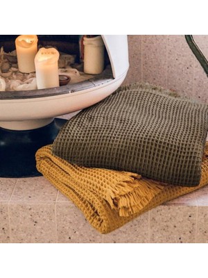 Polo Maison Hermes Waffle Tek Kişilik Pike Hardal 160X220 cm