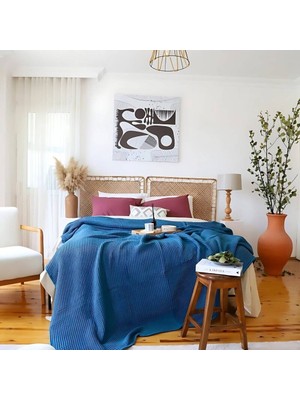 Polo Maison Hermes Waffle Tek Kişilik Pike Mavi 160X220 cm