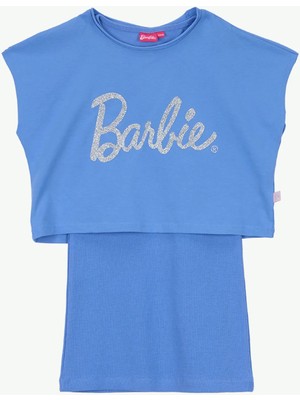 Barbie Eflatun Kız Çocuk Baskılı Elbise BRB6SG-ELB6458