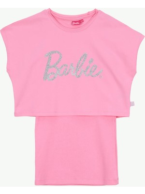 Barbie Pembe Kız Çocuk Baskılı Elbise BRB6SG-ELB6458