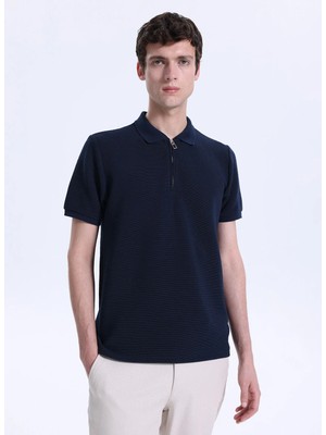 Fabrika Jakarlı Lacivert Erkek Polo T-Shirt F6SM-TST 2980