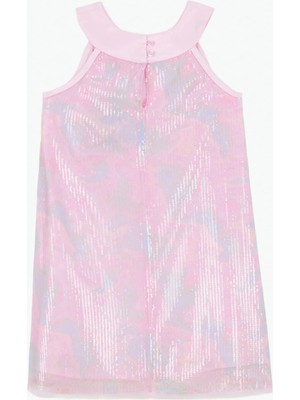Barbie Desenli Pembe Kız Çocuk Abiye Elbise BRB6SG-ELB6519
