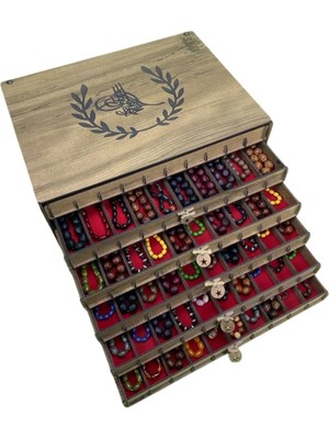 Yaman Hediyelik Kişiye Özel Ahşap Tesbih Koleksiyon Kutusu Hediyelik Özel Isim Yazılı Tespih Kutusu 60 Tesbihlik