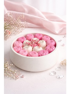 Dekoratif Gül Mum - Kase El Yapımı Çiçek Mum - Hediyelik Kokulu Mum