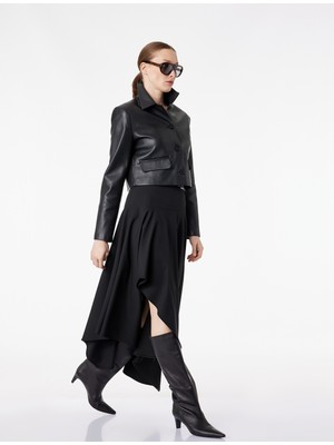 Koton Yüksek Bel Asimetrik Kesim Kemer Detaylı Kloş Midi Etek