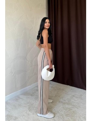 Miracotton Bej Yanları Şeritli Pantolon