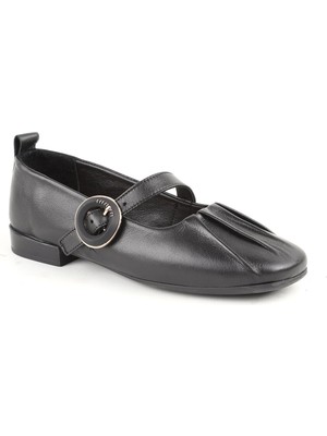 Libero L081.25507 Bej Hakiki Deri Tokalı Büzgülü Termo Taban Kadın Mary Jane Babet Ayakkabı