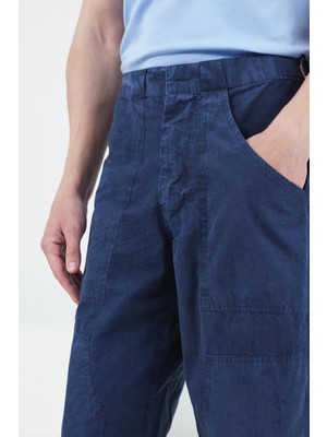 Giesto Yan Toka Detaylı Lacivert Kargo Pantolon