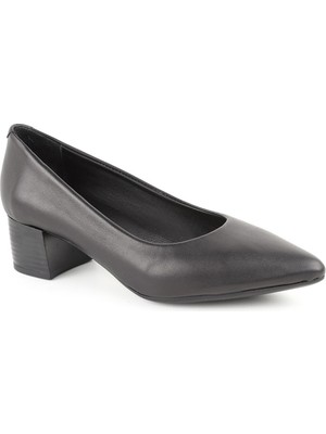 Libero L061.540 Hakiki Yumuşak Napa Deri Esnek Kauçuk Taban Sivri Burun Kalın Topuklu Kadın Klasik